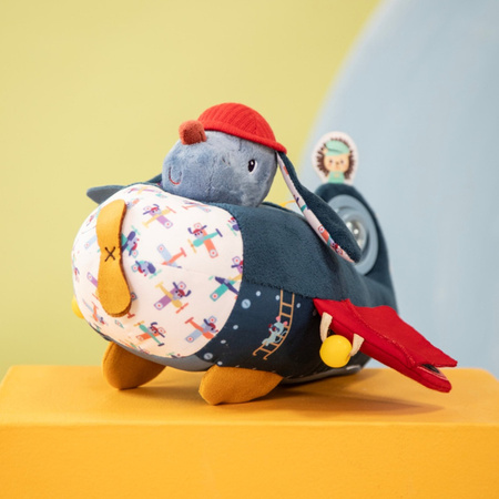 Lilliputiens Przytulanka aktywizująca Samolot Piesek Jules 9m+ – wielofunkcyjna zabawka sensoryczna dla niemowląt