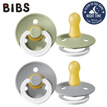 BIBS S 2-PACK SAGE NIGHT & CLOUD NIGHT Smoczek Uspokajający kauczuk Hevea