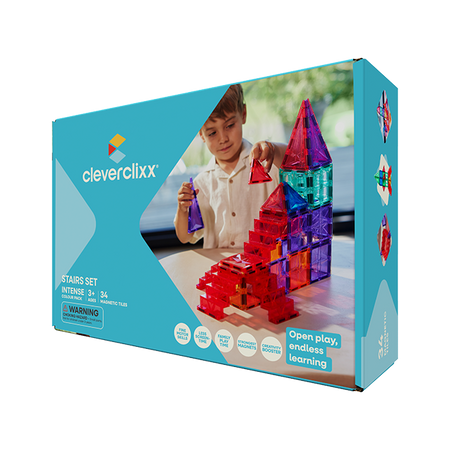 Cleverclixx – Klocki magnetyczne Stairs Set Intense 34 el. Schody do kreatywnej zabawy