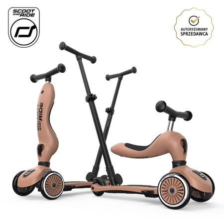 SCOOTANDRIDE Highwaykick 1 Push and Go Jeździk I hulajnoga 2w1 Mocha