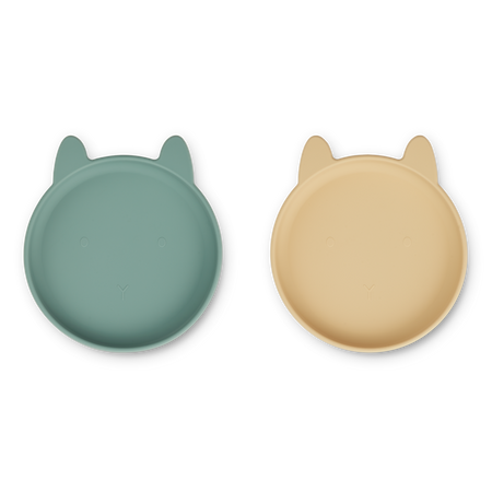 Liewood silikonowy talerz dla dzieci Olivia 2-pack Królik peppermint/yell