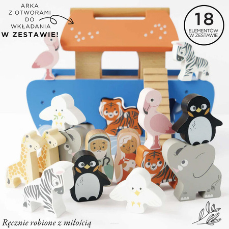 Le Toy Van Drewniana Arka Noego FSC – sorter kształtów z figurkami zwierząt, edukacyjna zabawka dla dzieci 2+