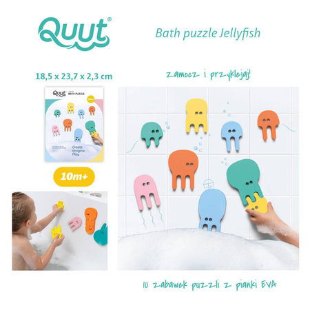 Quut Zestaw puzzli piankowych Meduzy – piankowe zabawki do kąpieli Quutopia 10 elementów 3+