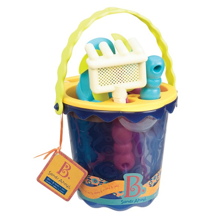 B.Toys Wiaderko średnie z akcesoriami do piasku - niebieskie