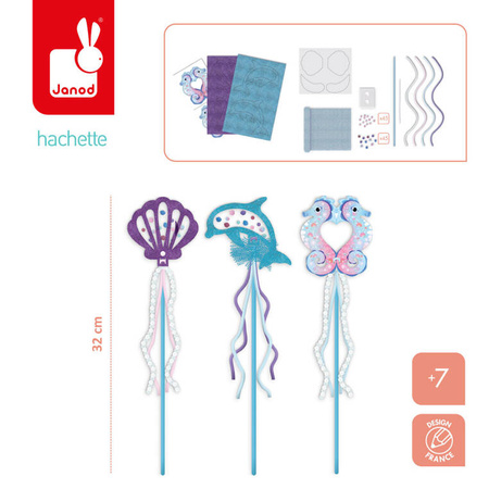 Janod Zestaw kreatywny Magic Ocean – 3 różdżki do samodzielnego wykonania 7+