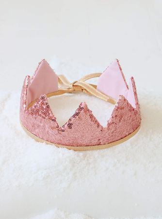 Moi Mili Różowo-złote cekiny, zestaw korona + różdżka