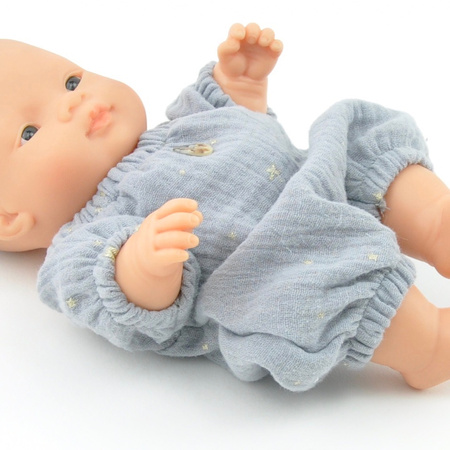 Kombinezon z muślinu dla lalki Miniland w szare gwiazdki, Przytullale
