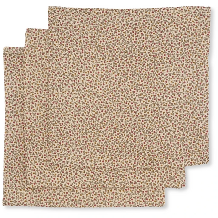 Konges Slojd Zestaw pieluszek z organicznego muślinu Rosaire Red 3 szt.