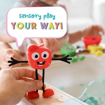 Glo Pals Postać do Kąpieli Sammy + 2 Kostki Sensoryczne Świecące w Wodzie, Czerwone LED 3+