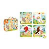 Janod Puzzle progresywne Zwierzątka na farmie w walizce – 4 układanki 6/9/12/16 elementów 2+