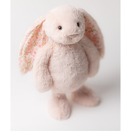 JellyCat Króliczek z Kwiecistymi Uszami Pudrowy Róż „Cherry” 31 cm