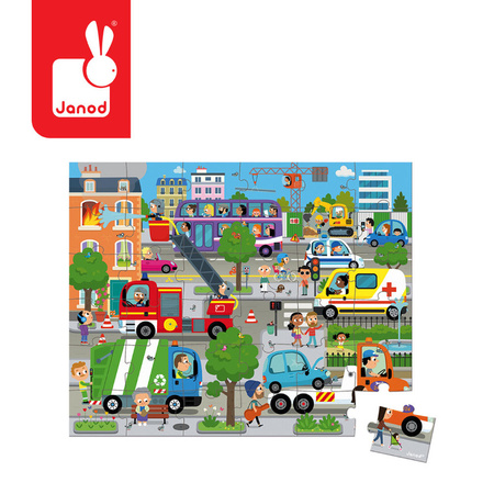 Janod Puzzle w walizce Miasto 36 elementów – układanka dla dzieci 4+
