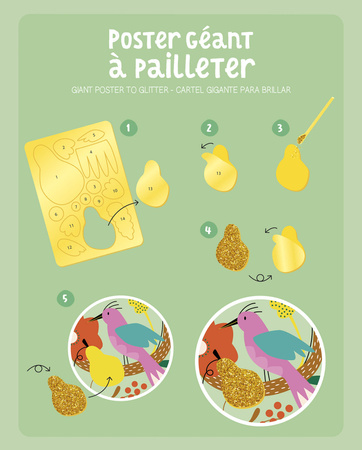 Auzou Brokatowy plakat z naklejkami Ptaki