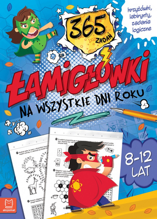 Łamigłówki książeczka na wszystkie dni roku – 365 zadań, krzyżówki i łamigłówki logiczne dla dzieci 8–12 lat, wydanie niebieskie