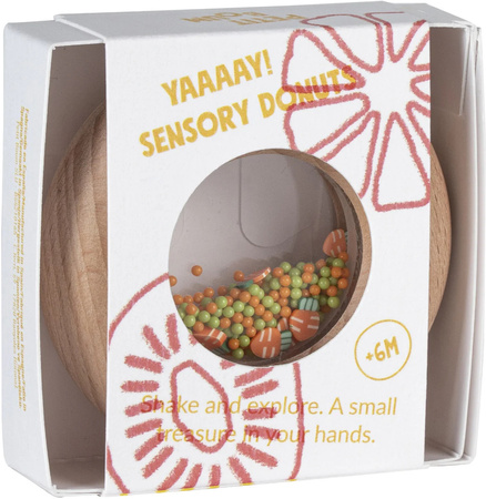 Petit Boum – Drewniana grzechotka sensoryczna DONUTS, Marchewki