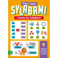 Czytam sylabami i bawię się naklejkami, książeczka z zadaniami dla dzieci. Ciekawe zadania do nauki czytania. Wydanie II