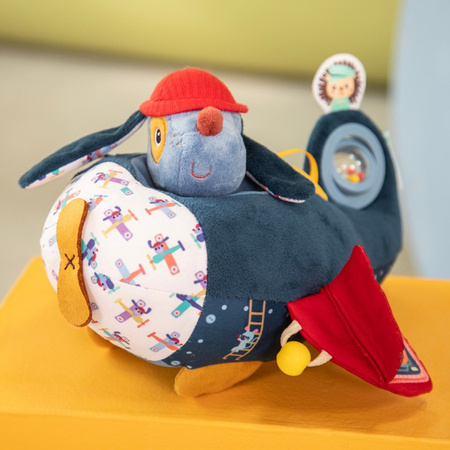 Lilliputiens Przytulanka aktywizująca Samolot Piesek Jules 9m+ – wielofunkcyjna zabawka sensoryczna dla niemowląt