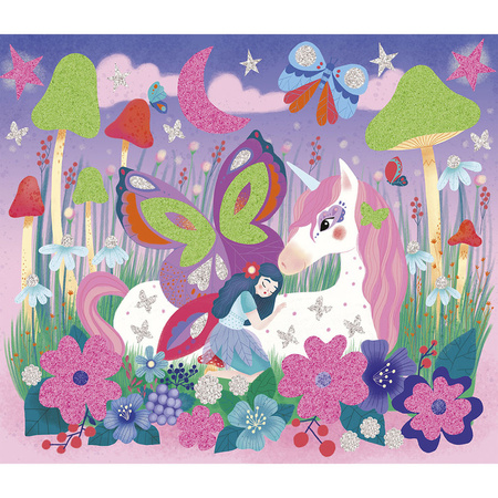 Janod Zestaw kreatywny Naklejki piankowe i fosforescencyjne piaski Wróżki Magic Fairies 6+