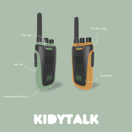 Zestaw krótkofalówki Kidywolf - walkie talkie zielono-pomarańczowe