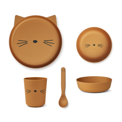 Liewood zestaw obiadowy dla dzieci, rozszerzanie diety, kot golden carmel