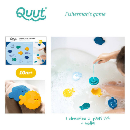Quut Zestaw piankowych naklejek do kąpieli z wędką Deep Sea – zabawka sensoryczna 9 elementów 10m+