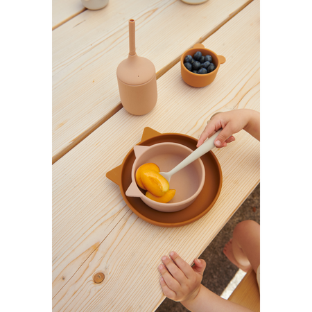 Liewood silikonowy zestaw obiadowy dla dzieci, kot, pale tuscany multi mix