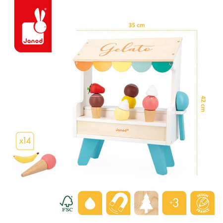 Janod Drewniane stoisko z lodami 3+ Lodziarnia
