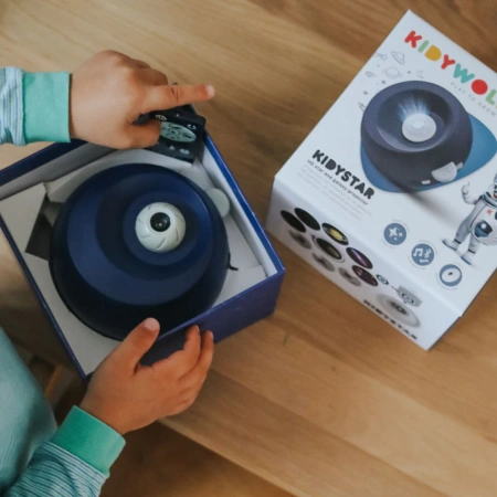 Kidywolf Projektor Ścienny Galaxy Kidystar – projektor 360°, muzyka, Bluetooth, 6 dysków, timer
