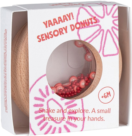 Petit Boum – Drewniana grzechotka sensoryczna DONUTS, Pomidorki