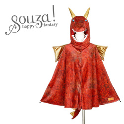 Souza! Kostium peleryna z kapturem - maską czerwony smok Red dragon 4-7 lat, strój dla chłopca