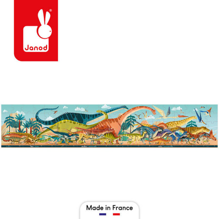 Janod Puzzle panoramiczne w walizce Dinozaury 100 elementów – układanka dla dzieci 6+