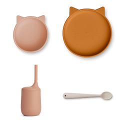 Liewood silikonowy zestaw obiadowy dla dzieci, kot, pale tuscany multi mix