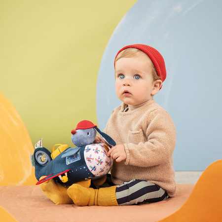 Lilliputiens Przytulanka aktywizująca Samolot Piesek Jules 9m+ – wielofunkcyjna zabawka sensoryczna dla niemowląt