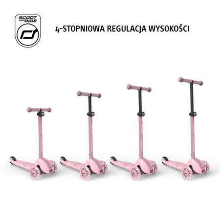 SCOOTANDRIDE Highwaykick 3S Hulajnoga z systemem sterowania 2w1 i kółkami LED składana 3+ Rose