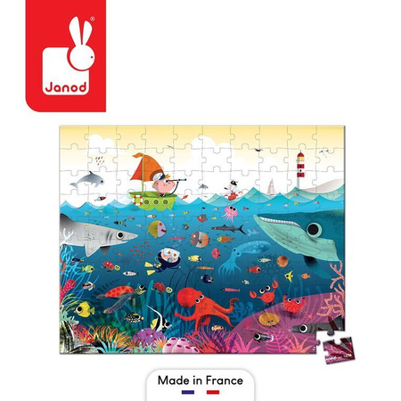 Janod Puzzle w walizce Podwodny świat 100 elementów – układanka dla dzieci 6+