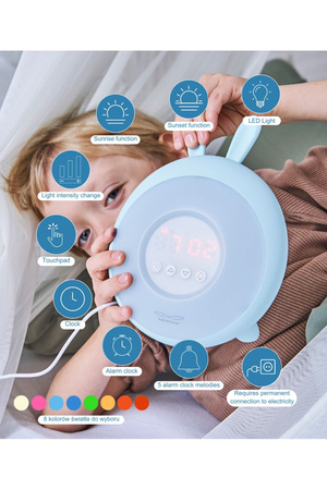 Rabbit & Friends Lampka budząca światłem Niebieski Królik