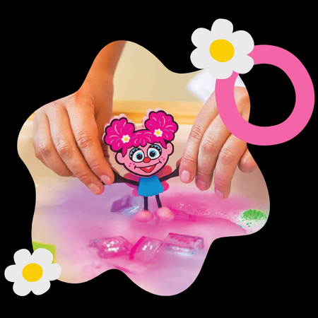 Glo Pals Postać do Kąpieli Abby Ulica Sezamkowa + 2 Kostki Sensoryczne Świecące w Wodzie, Fioletowo-Różowe LED 3+