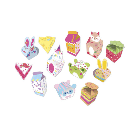 Janod Zestaw kreatywny 12 pudełek z papieru kawaii do samodzielnego wykonania 7+