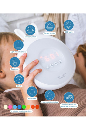 Rabbit & Friends Lampka budząca światłem biały królik