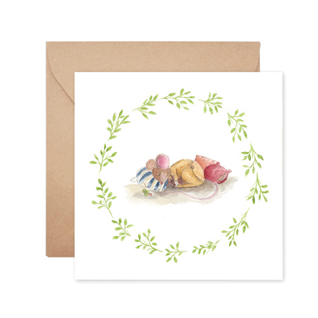 Rozrysowane, Kartka gratulacyjna Śpiąca myszka