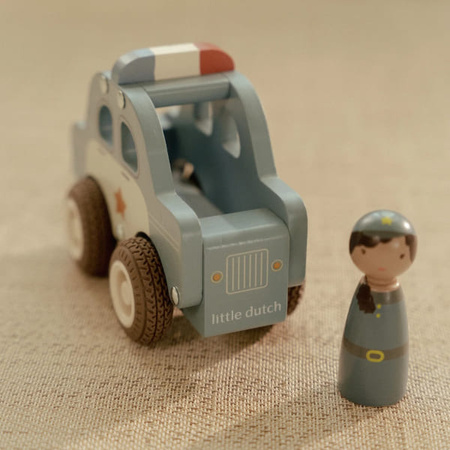 Little Dutch Samochód policyjny FSC – drewniane auto z figurką od 12 miesięcy