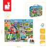 Janod Puzzle w walizce Miasto 36 elementów – układanka dla dzieci 4+