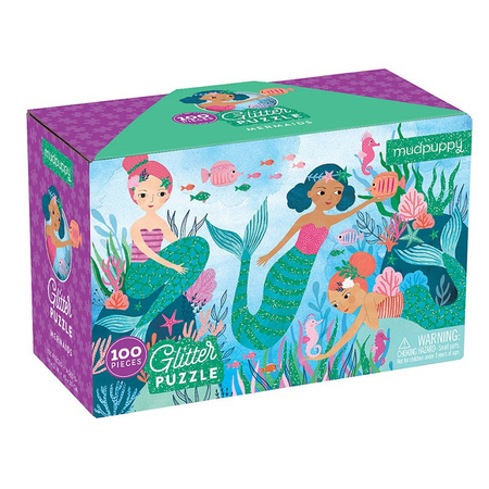 Mudpuppy Puzzle z brokatem Syrenki 100 elementów
