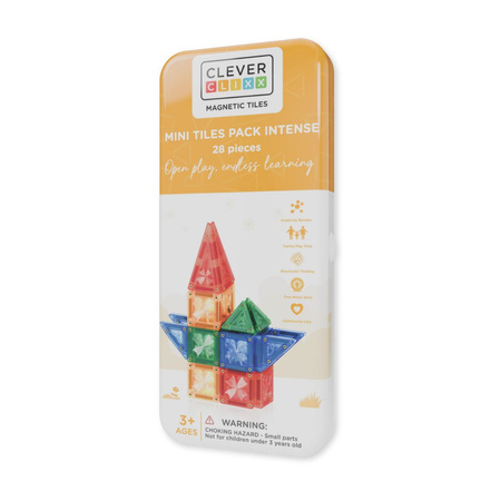 Cleverclixx - Klocki magnetyczne Mini Tiles Pack Intense - 28 el.