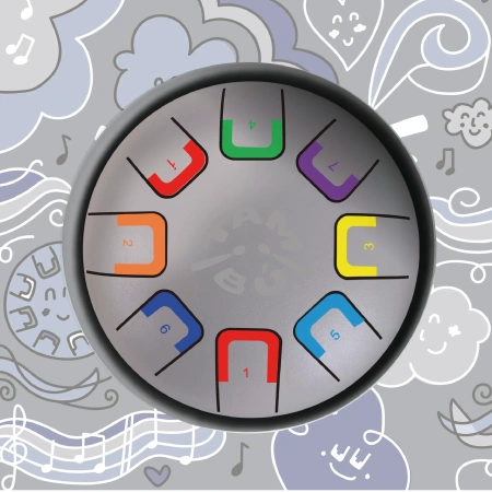 Bębenek językowy Tambu Baby Szary pastell 6” dla dzieci | Instrument muzyczny od 3 lat