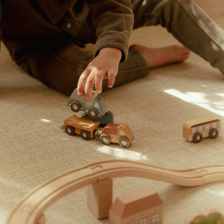 Little Dutch Zestaw 9 pojazdów FSC – drewniane autka od 12 miesięcy