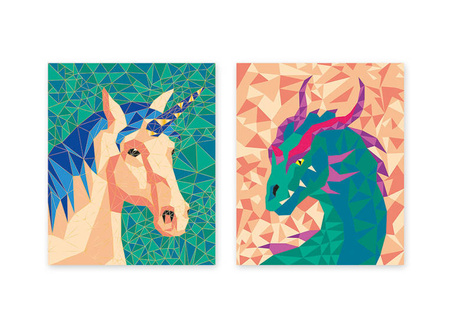 Zestaw kreatywny Malowanie po numerach Fantastyczne stworzenia 2 obrazy Misterix 7+, Janod