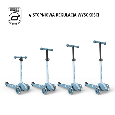 SCOOTANDRIDE Highwaykick 3S Hulajnoga z systemem sterowania 2w1 i kółkami LED składana 3+ Steel