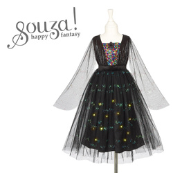 Souza! Kostium czarownica Agatha – sukienka tiulowa z cekinami i lampkami LED, 3–10 lat