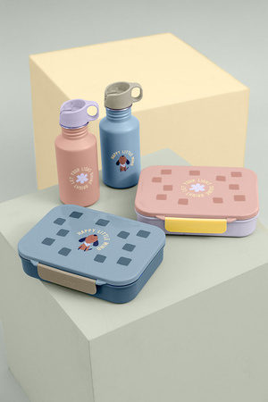 Lassig Bidon ze stali nierdzewnej z ustnikiem i uchwytem 500 ml Pattern Party Rose/lilac